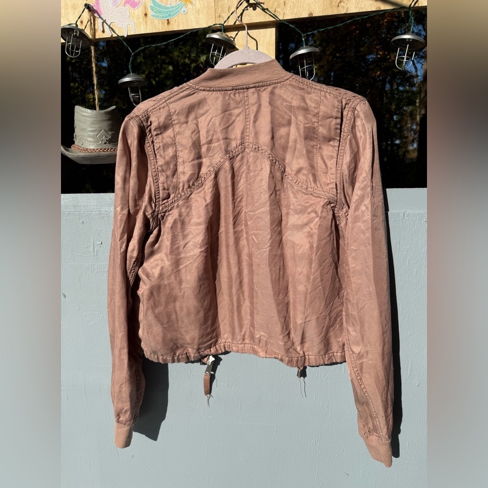 Free People Lightweight Utility Jacket Mauve Pink Drawstring Size S - Picture 2 of 4